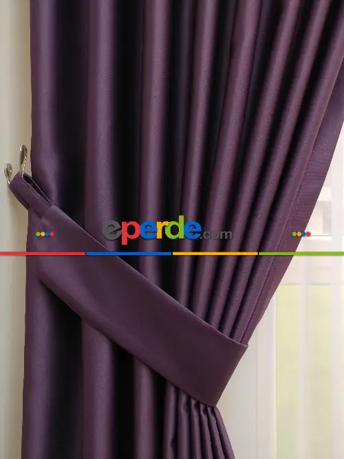 Mürdüm Blackout Düz Fon Perde- Mürdüm