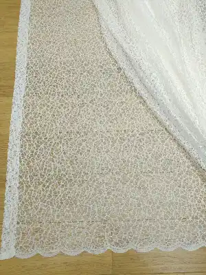 Salon ( Orjinal ) Spor Desen Fransız Dantel Tül Perde & Kruvaze Perde- Ekru