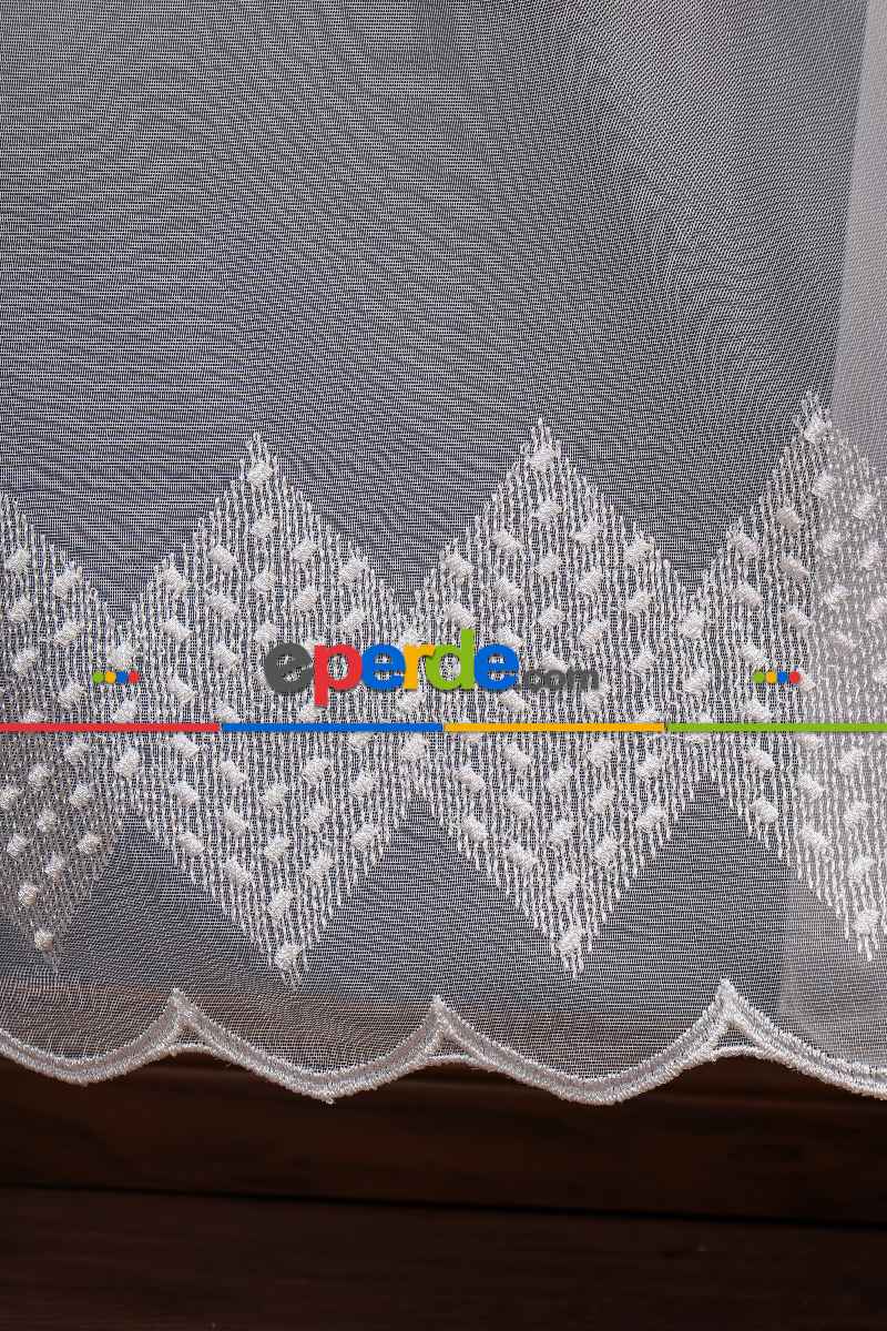 Salon Tül - Yaprak Tt Zemin Brode Nakış İşlemeli Tül Perde