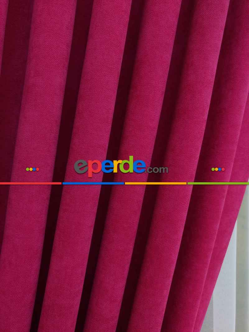 Fuşya Düz Fon Perde Dökümlü Birinci Kalite 300 Cm Geniş En Daha Hesaplı- Fuşya
