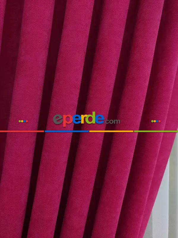 Fuşya Düz Fon Perde Dökümlü Birinci Kalite 300 Cm Geniş En Daha Hesaplı- Fuşya