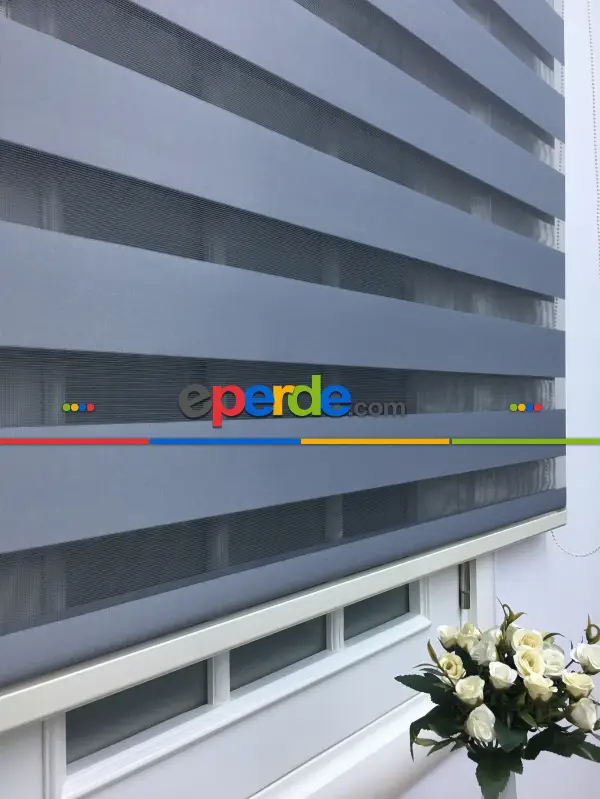 Zebra Perde - Düz Zebra Perde- Füme