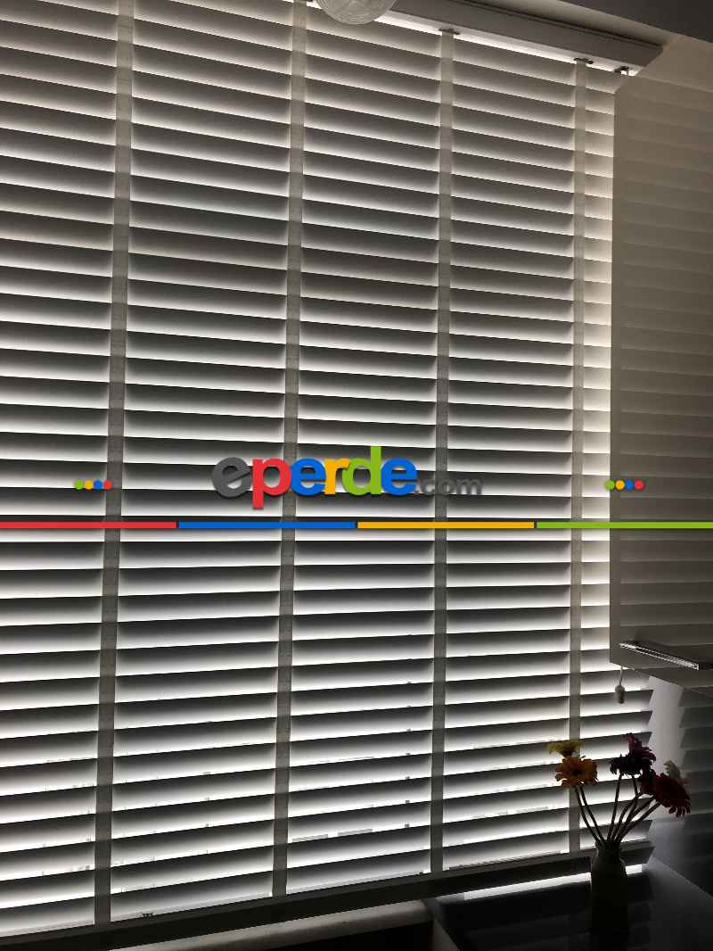 Mutfak - Ahşap Jaluzi Kurdelalı 50 Mm- Beyaz