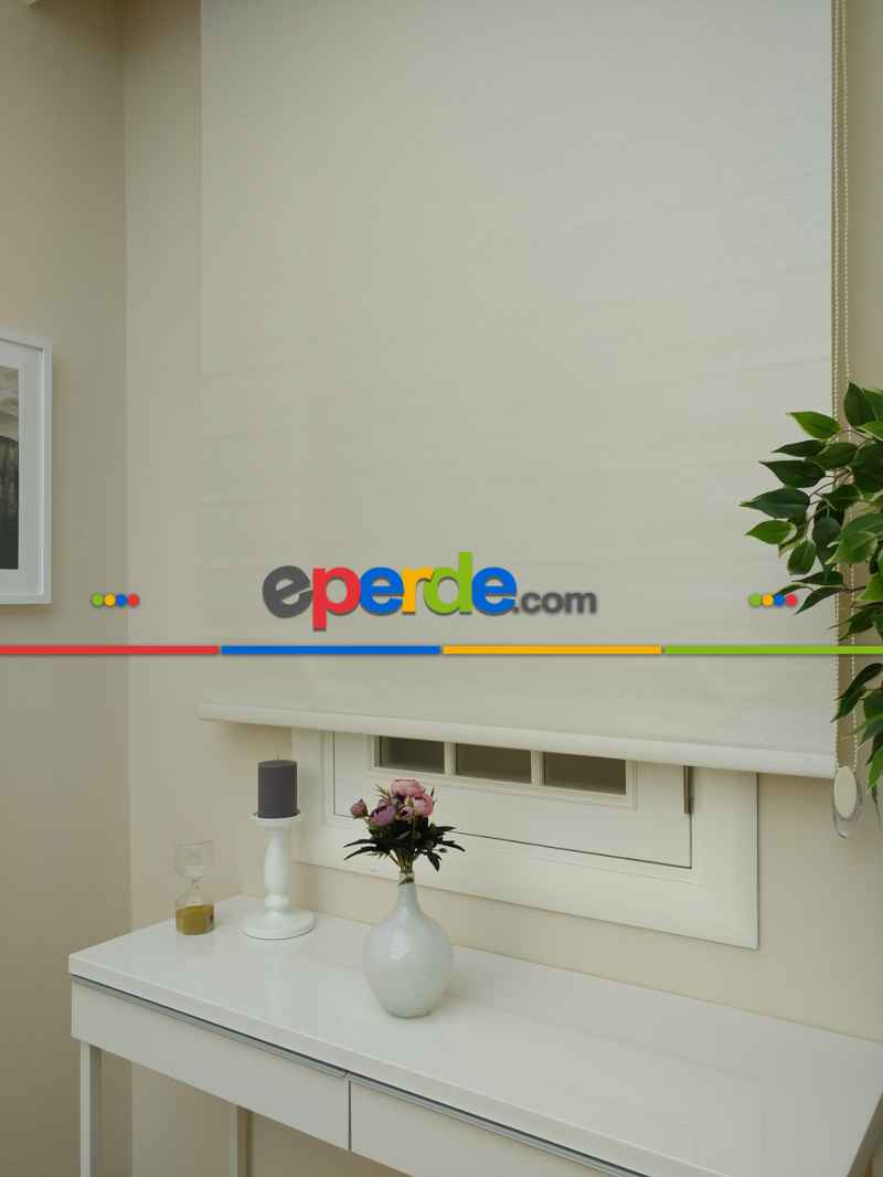 Mutfak Stor - Stor Perde Pastel Simli Serisi (pvc Kaplama) Kalın Dokulu- Krem İnci