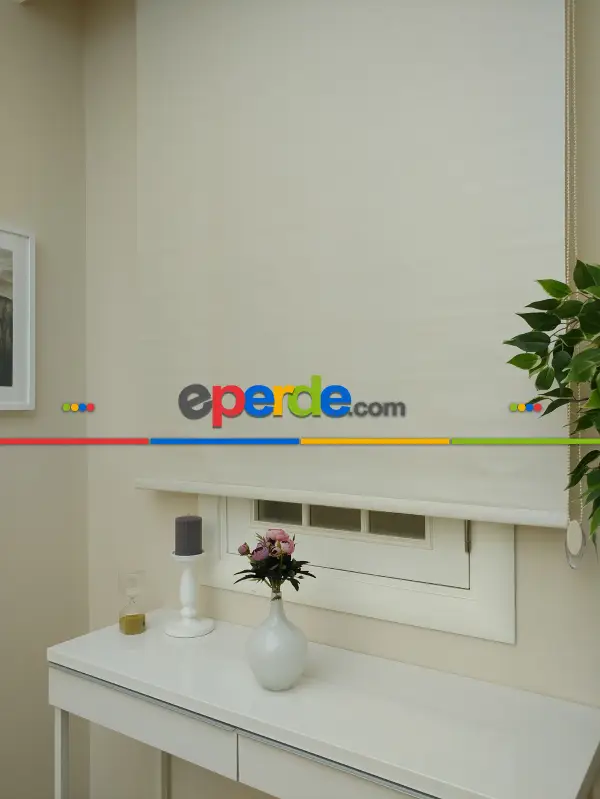 Stor Perde Pastel Simli Serisi (pvc Kaplama) Kalın Dokulu- Krem İnci