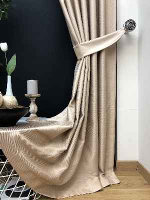 Krem Bej Desenli Jakar Fon Perde