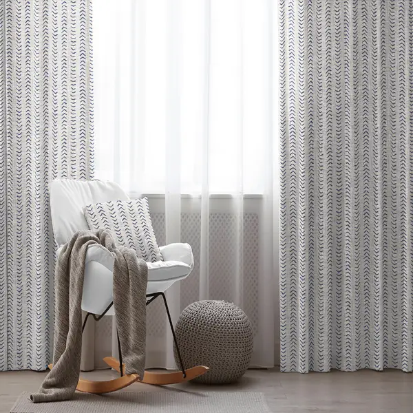 Etnik Fon Perde Evim1535 Kumaşı Kalındır Duck Bezi Değildir- Mavi-beyaz