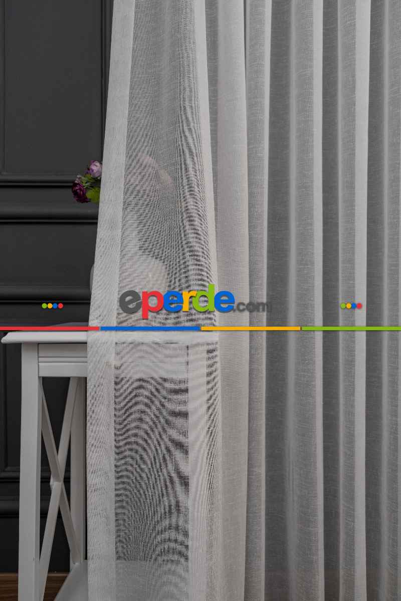 Keten Tül Ütü İstemez Dökümlü Tül - İtinalı Dikiş - Kanun Pile Seçeneği - Kurşunlu Tül