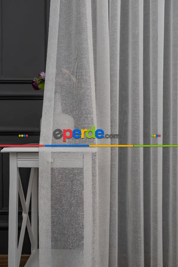 Keten Tül Ütü İstemez Dökümlü Tül - İtinalı Dikiş - Kanun Pile Seçeneği - Kurşunlu Tül