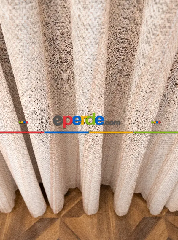 Modern Bej Rengi Degrade Geçişli Tül - Örme Dantel Tül