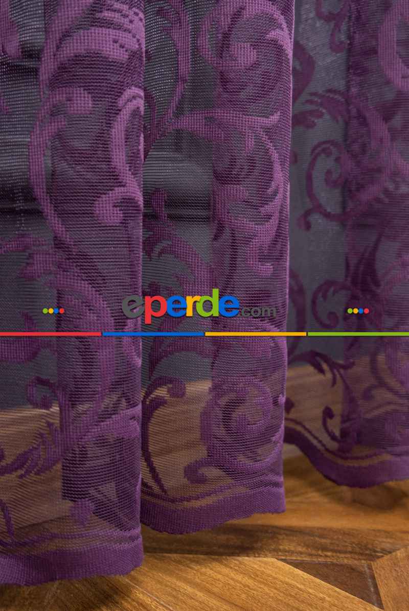 Sarmaşık Şal Desen Mor Renk Desen Tasarım Tül
