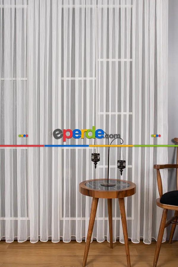 Salon - Özel Sık Zincir Tül Perde - Ekru