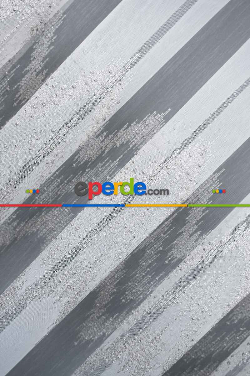 Salon Tül Modelleri - Gri Nakış İşlemeli Hudson Tasarım Tül Perde Modeli