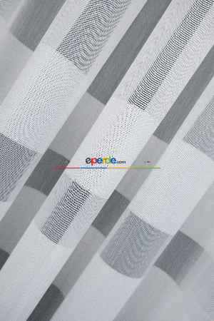 Hazır Ölçülü Ekru Bantlı - Tasarım Bambu Modern Tül Perde - Yüksek Kalite - Kurşunlu