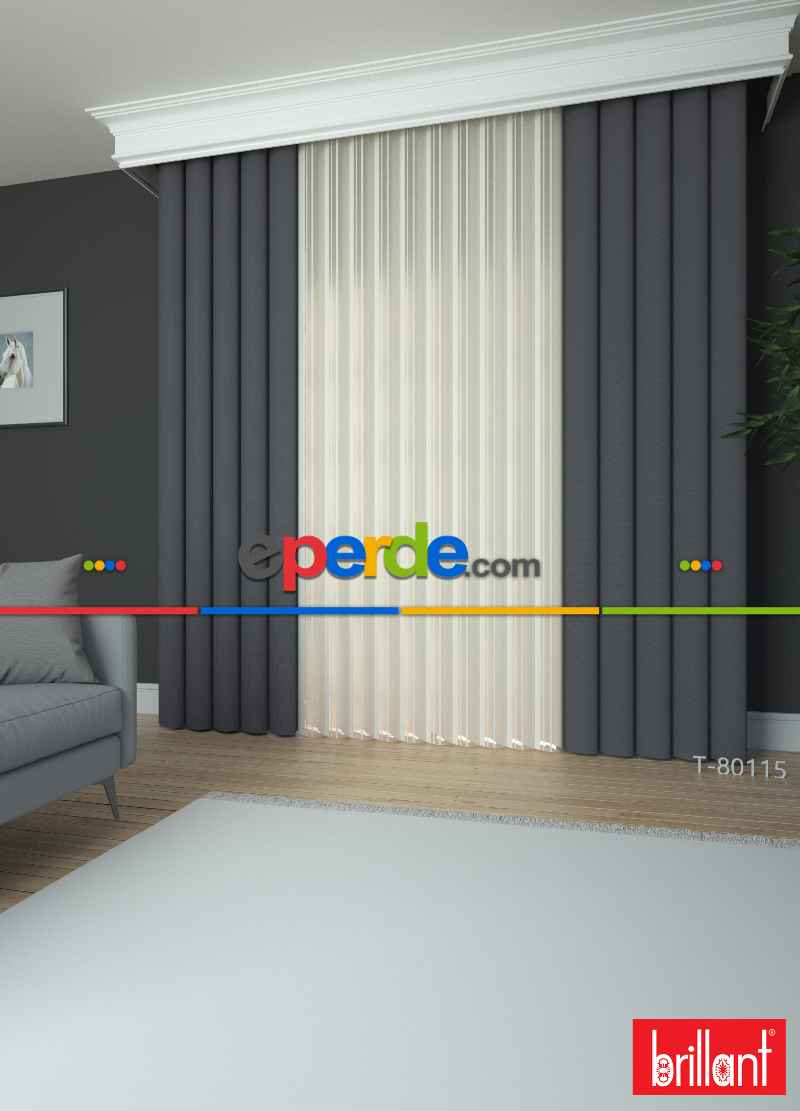 Brillant Akıllı Tül Perde Füme Renkli Tül Dikey Zebra Perde Düz 1. Kalite