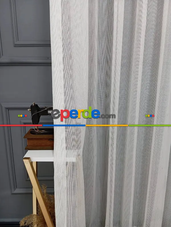 Salon - Keten Altın Gold Varak Simli Daho Tül Perde