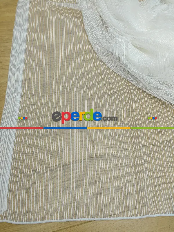 Zincir Desenli Düz Armür Tül Perde 2021- Ekru - Kurşunlu Tül