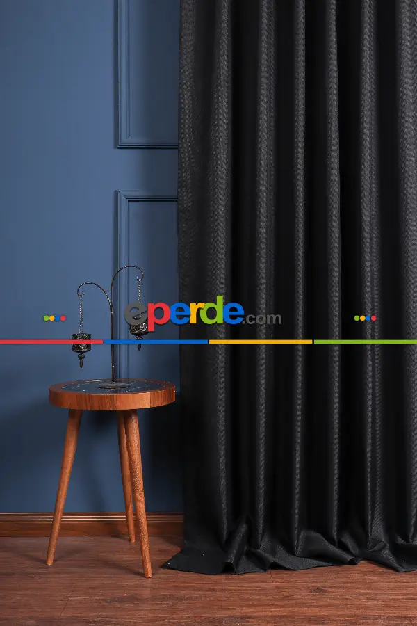 Siyah Keten Blackout Karartma Işık Geçirmez