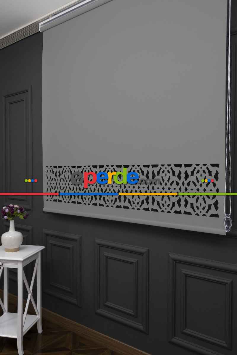 Açık Gri Renk Lazer Kesim Mat Stor Perde (ister Düz - İster Lazer Kesimli Satın Alın)