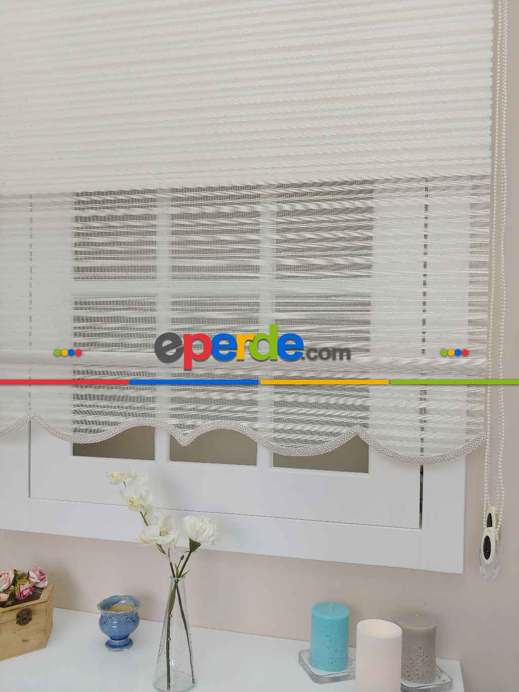 Mutfak Stor Perde - Çiftli Sistem İkili Tül Stor- Beyaz