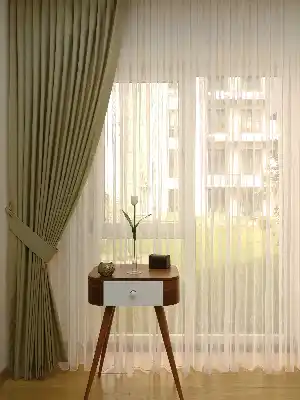 Pamuk Saten Fon Perde - Zeytin Yeşili- Yeşil