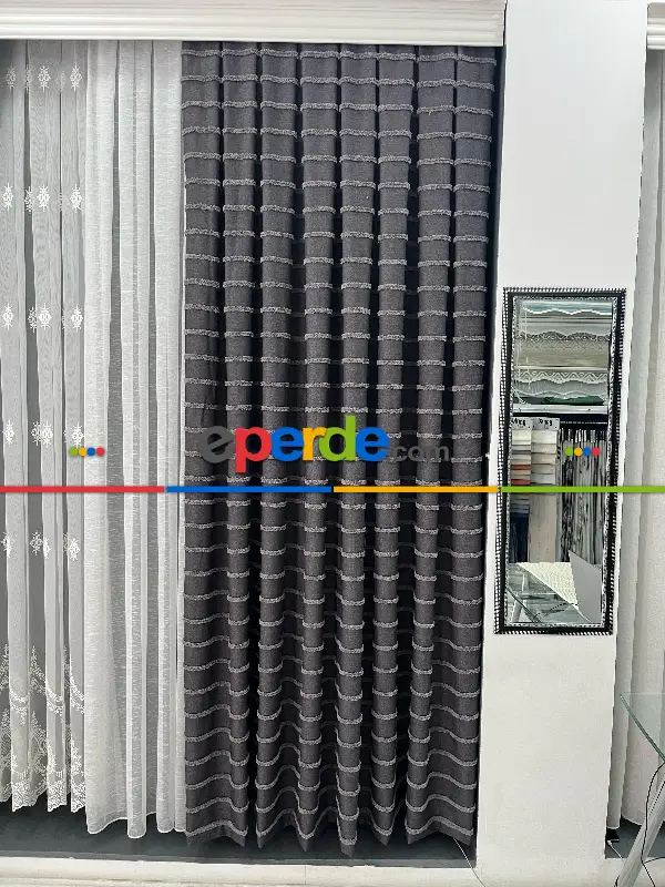 Yatak Odası - Padişah Desenli Keten Fon Perde - Bej