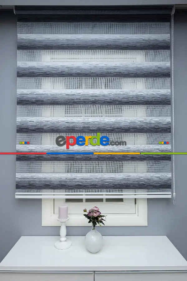 Zebra Perde 2021 Sezonu Gri Ve Beyaz Renk Geçişli Jakarlı A Kalite Zebraperde