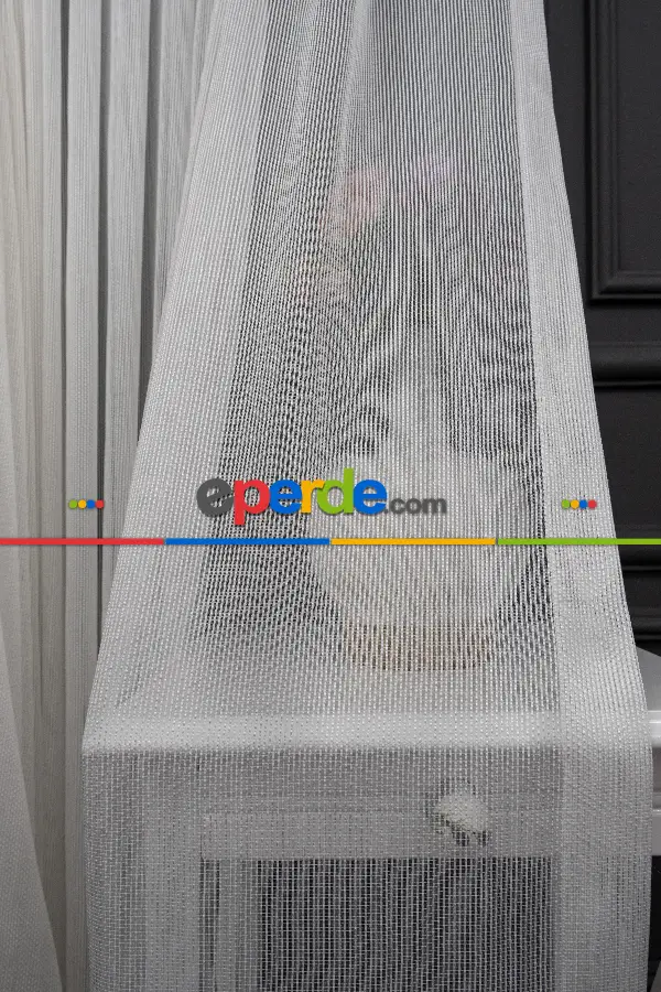 Mutfak Tül Çizgili Zincir Tülden Yalancı Kruvaze - Halat İle Tülden Fon - Yana Toplamalı Tül - Kordon Toplama Tül - Çift Veya Tek Kanat - Kurşunlu Tül - Aksesuar İlave Ücretlidir - Renkleri Mevcut