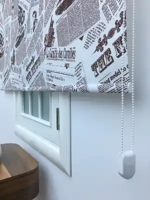Kahve Gazete Baskılı Stor Perde- Kahverengi-Krem Açık