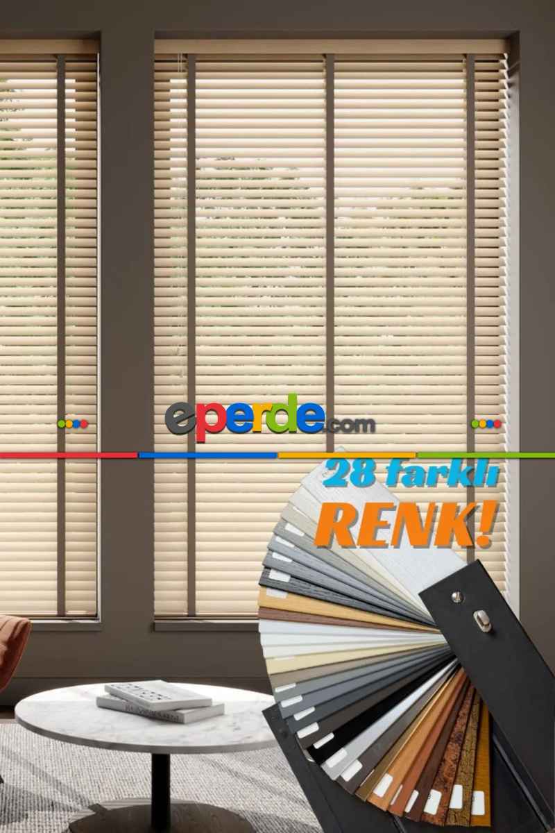 Hazır Ölçülü Kampanyalı Kurdeleli Ahşap Jaluzi Perde 140cm X 180cm 