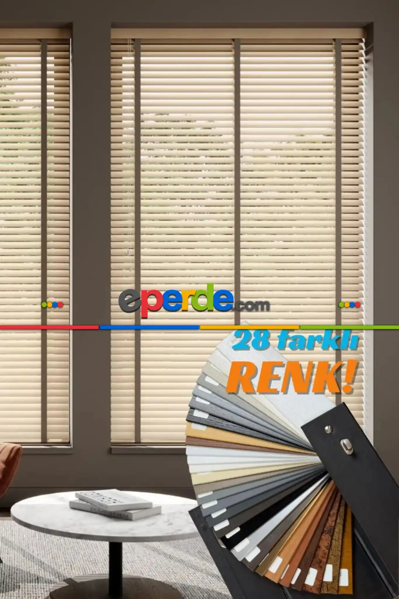 Hazır Ölçülü Kampanyalı Kurdeleli Ahşap Jaluzi Perde 140cm X 180cm 