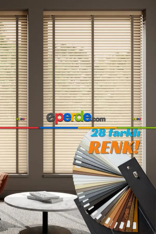 Hazır Ölçülü Kampanyalı Kurdeleli Ahşap Jaluzi Perde 140cm X 180cm 