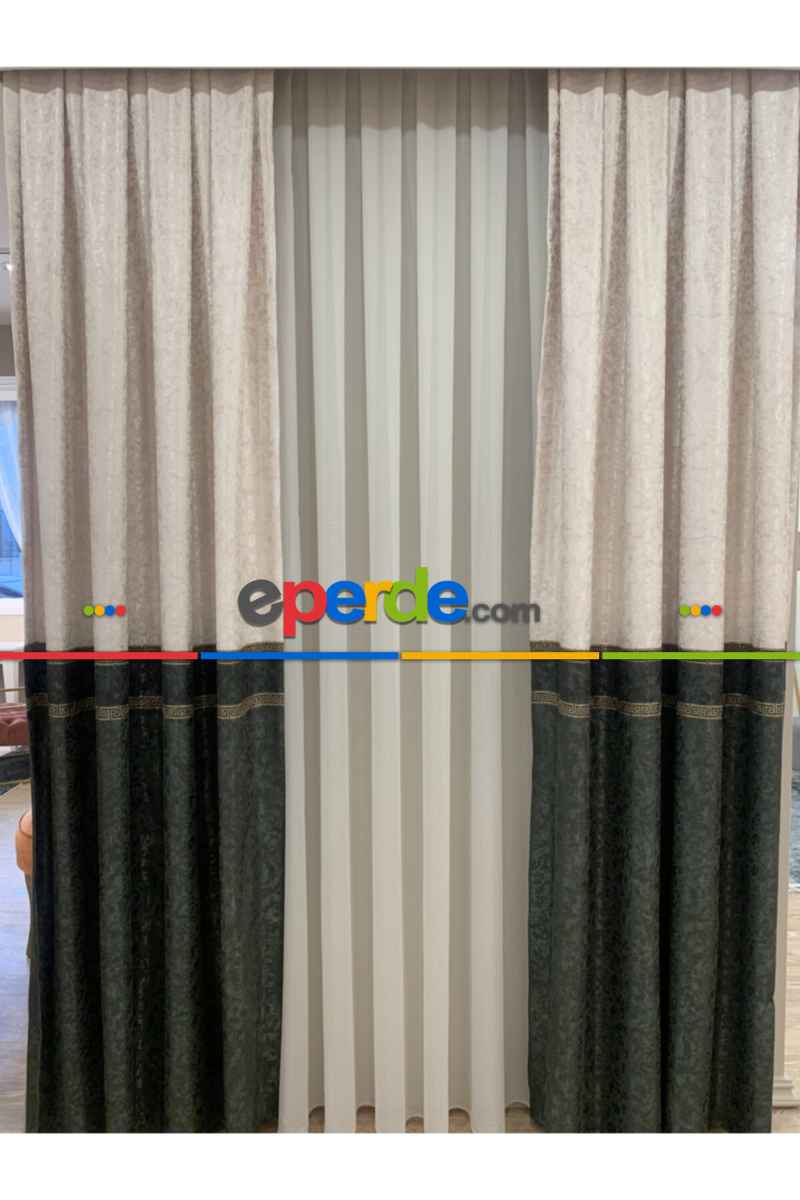 Brillant Fon Perde Yan Kanat Perde Koyu Yeşil Fon Perde Elitafon