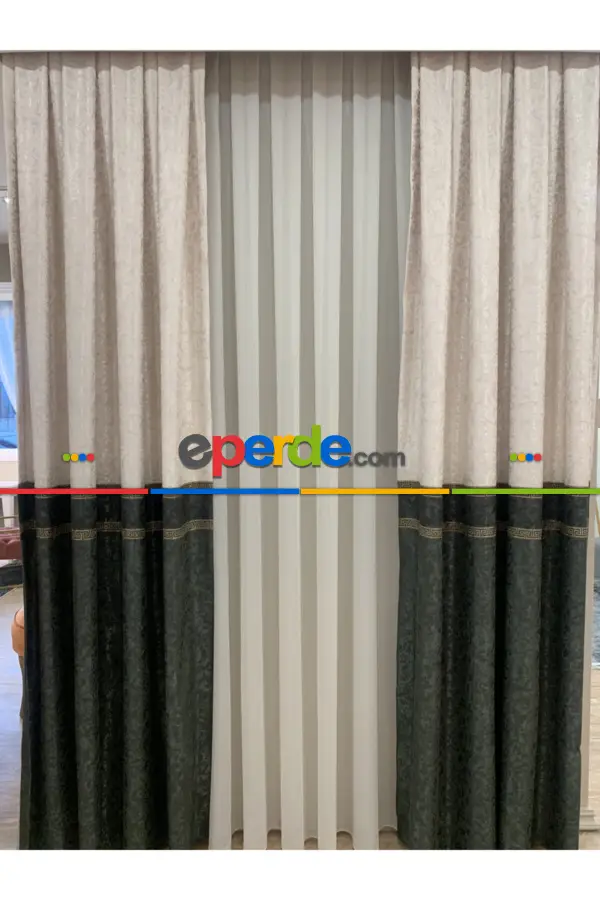 Brillant Fon Perde Yan Kanat Perde Koyu Yeşil Fon Perde Elitafon