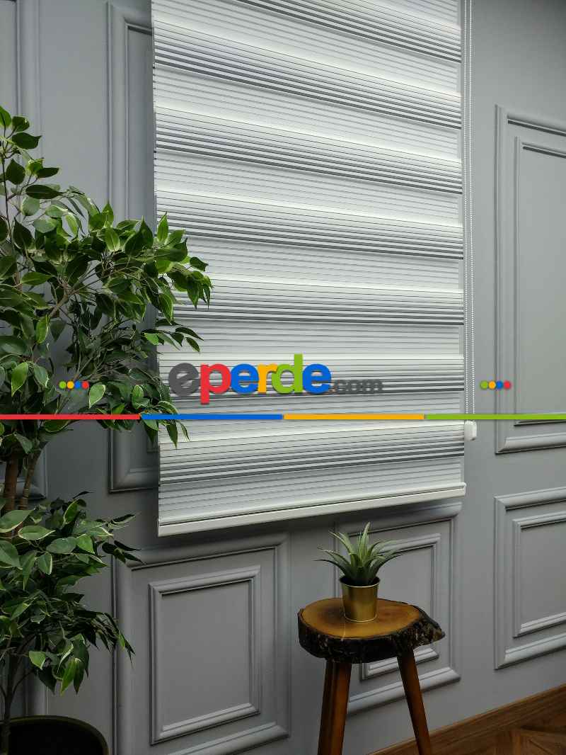 2025 Sezonu - Degrade Renk Geçişli Geniş Pileli (pilise) Zebra Perde- Gri