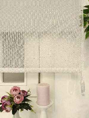 Çiftli Sistem Tül Stor Beyaz Krem Boğma Tül- Beyaz-krem