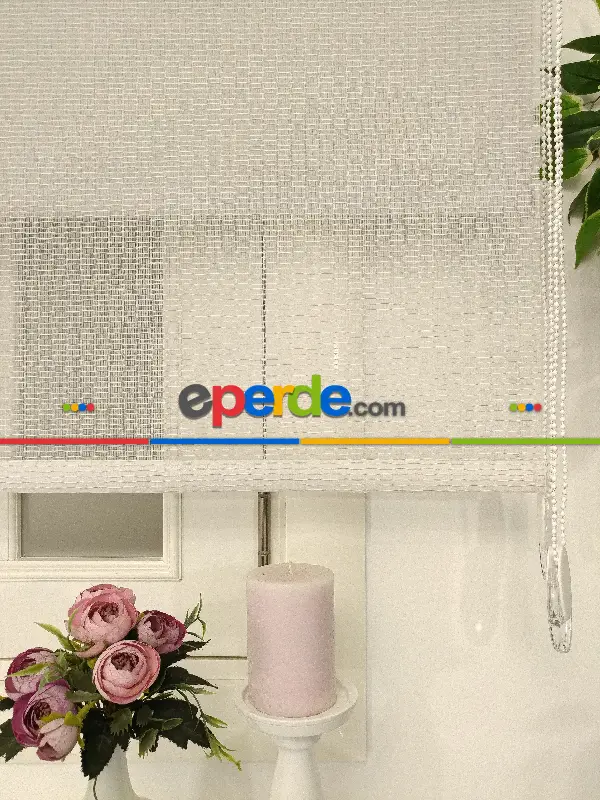 Çiftli Sistem Tül Stor Beyaz Krem Boğma Tül- Beyaz-krem