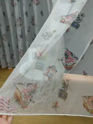 Brillant Korsan Desenli Çocuk Odası Tül Perde- Ekru