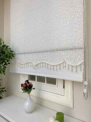Salon - Çiftli Sistem Tül Stor Perde Ve Stor Perde- Ekru Rengi 80cm X 200cm 