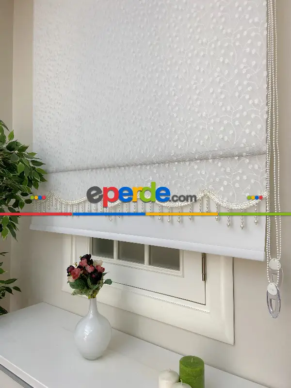 Brillant - Çiftli Sistem Tül Stor Perde Ve Stor Perde- Ekru Rengi 90cm X 200cm 