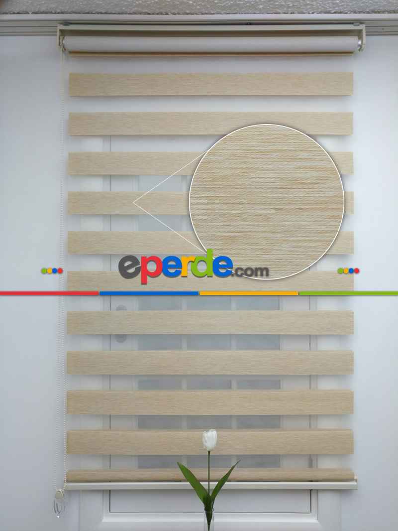 Sütlü Kahve Düz Bambu Zebra Perde (kalın Zeminli)- Sütlü Kahve