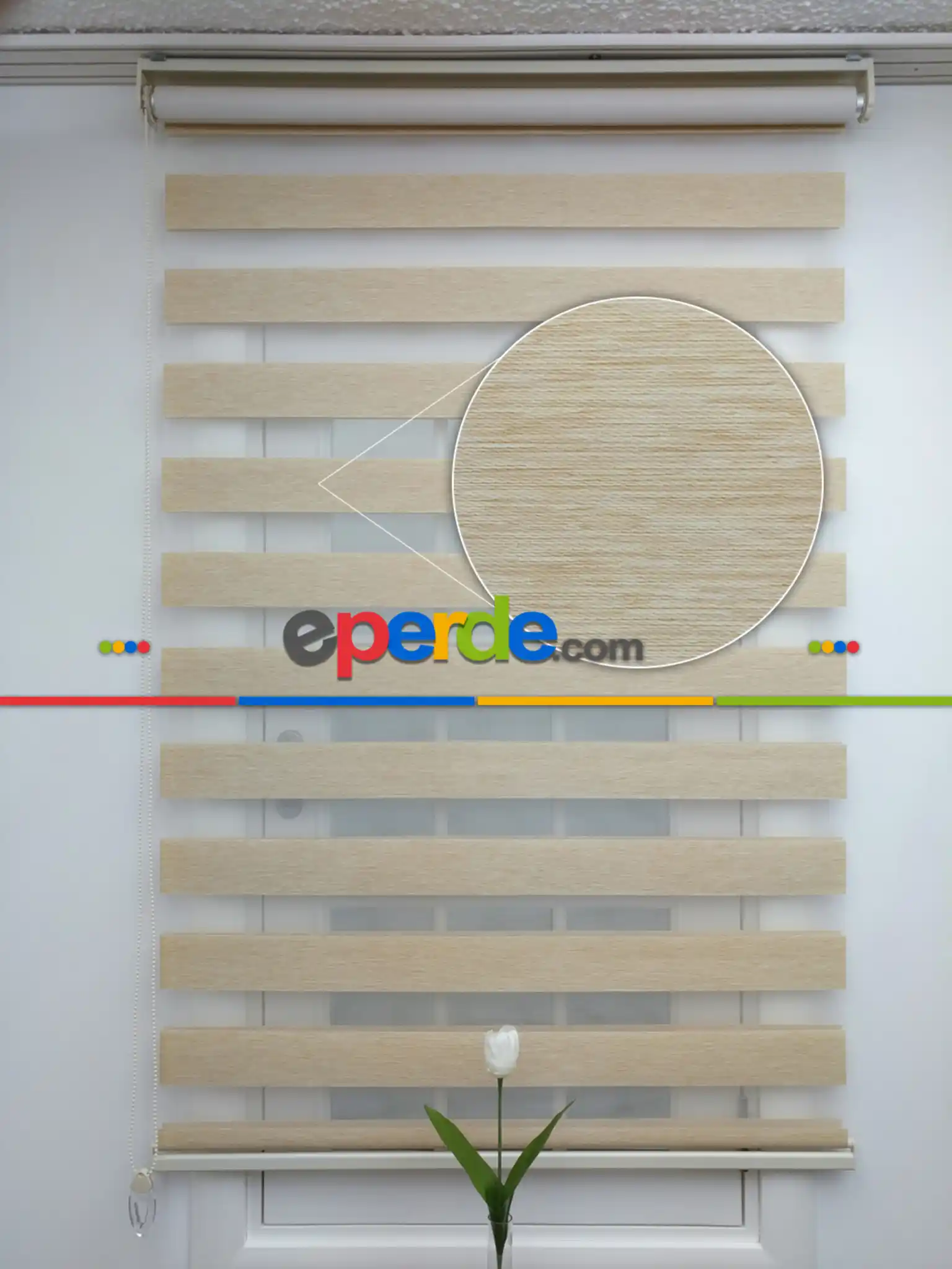 Sütlü Kahve Düz Bambu Zebra Perde (kalın Zeminli)- Sütlü Kahve