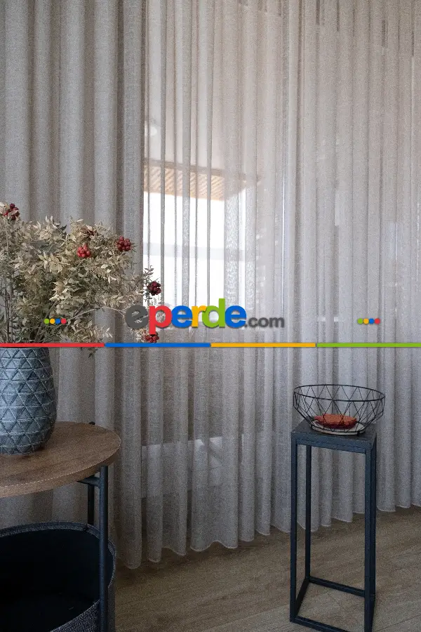 Sütlü Kahve Zemin Tül Keten Efektli İplikten Ütü İstemez 1.kalite - Kurşunlu Tül