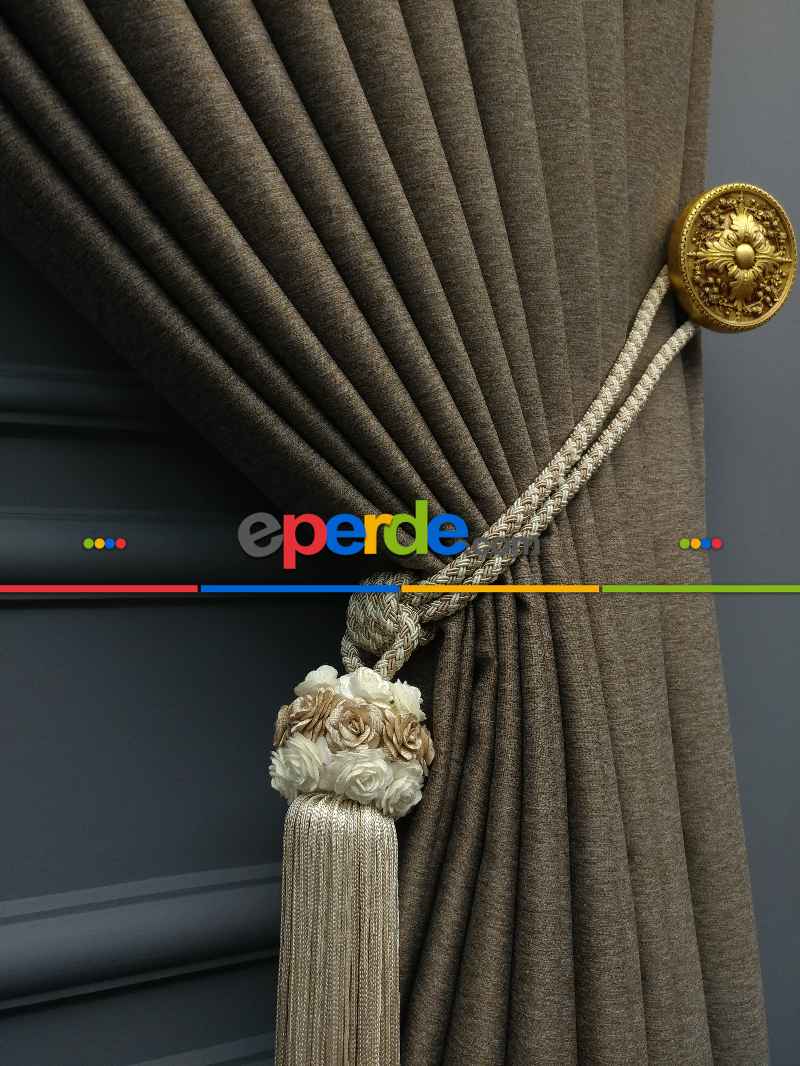 Modern Keten Görünümlü Işık Geçirmez Karatma Fon Perde 2025 Ikon- Kahve Koyu-vizon Rengi