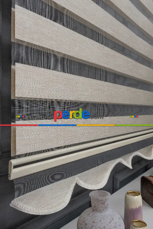 90x200 Hazır Krem Bambu Zebra Perde