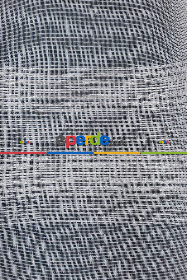 Enine Bantlı Simli Düz Tül Perde Ütü Istemez