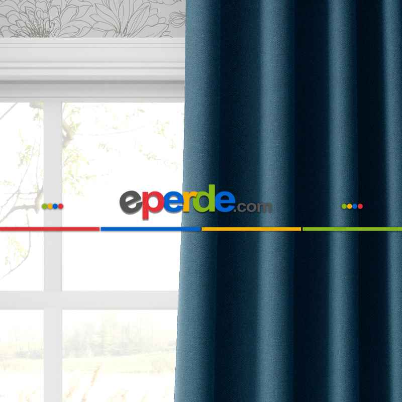 Blackout Karartma Tek Kanat Fon Perde İndigo Mavi