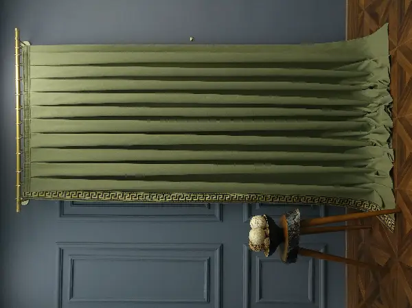 Salon Perdesi - Modern Bordürlü Salon Fon Perdesi İkon 2021 Elıte- Siyah