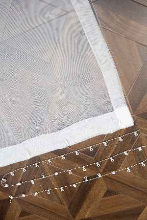 S Pile Düz Tül Perde- Ekru