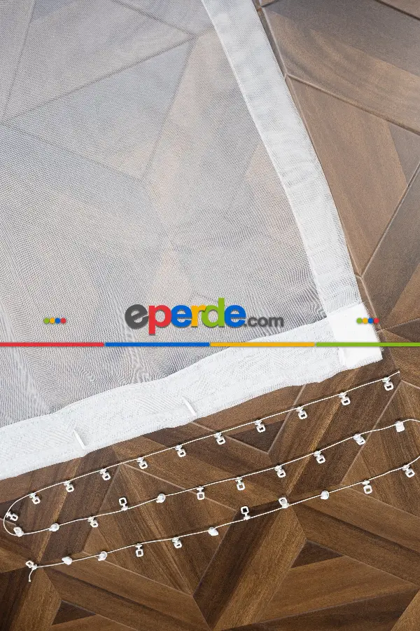 S Pile Düz Tül Perde- Ekru